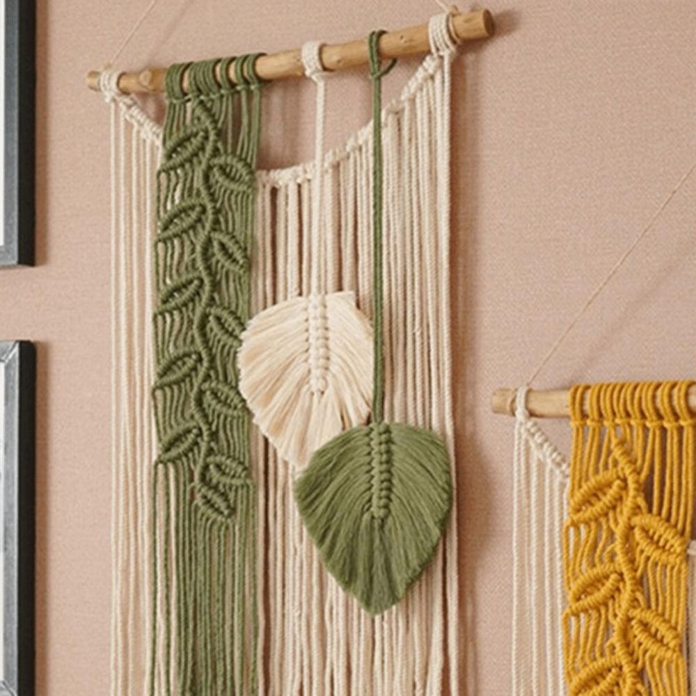 Polyester Polyester Wall Hanging Decor 25.5x15.8 In Rectangle Indoor Outdoor Wall Ornament Yellow & Green Home Curtain Accessory