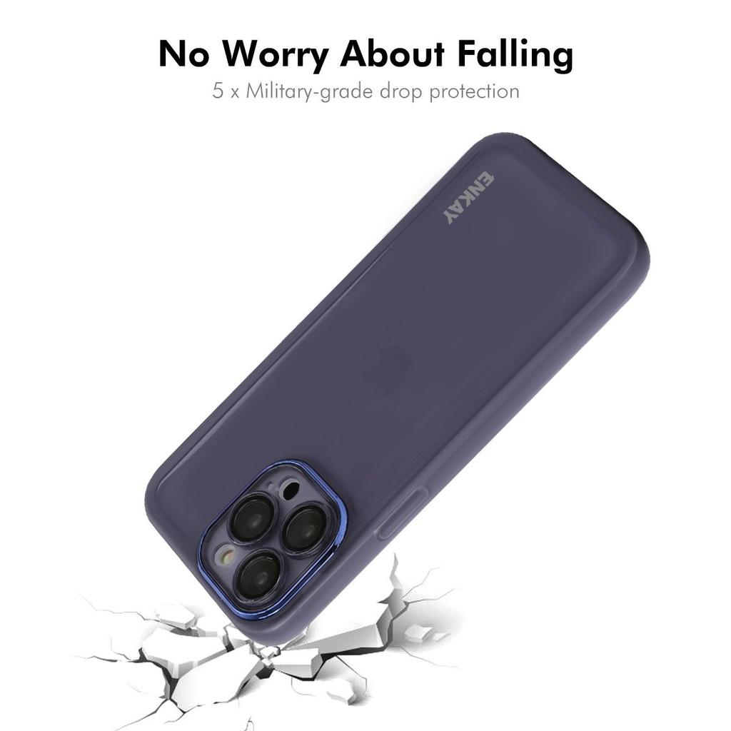 ENKAY HAT PRINCE For iPhone 15 Pro Case Matte TPU Phone Cover with Lens Film