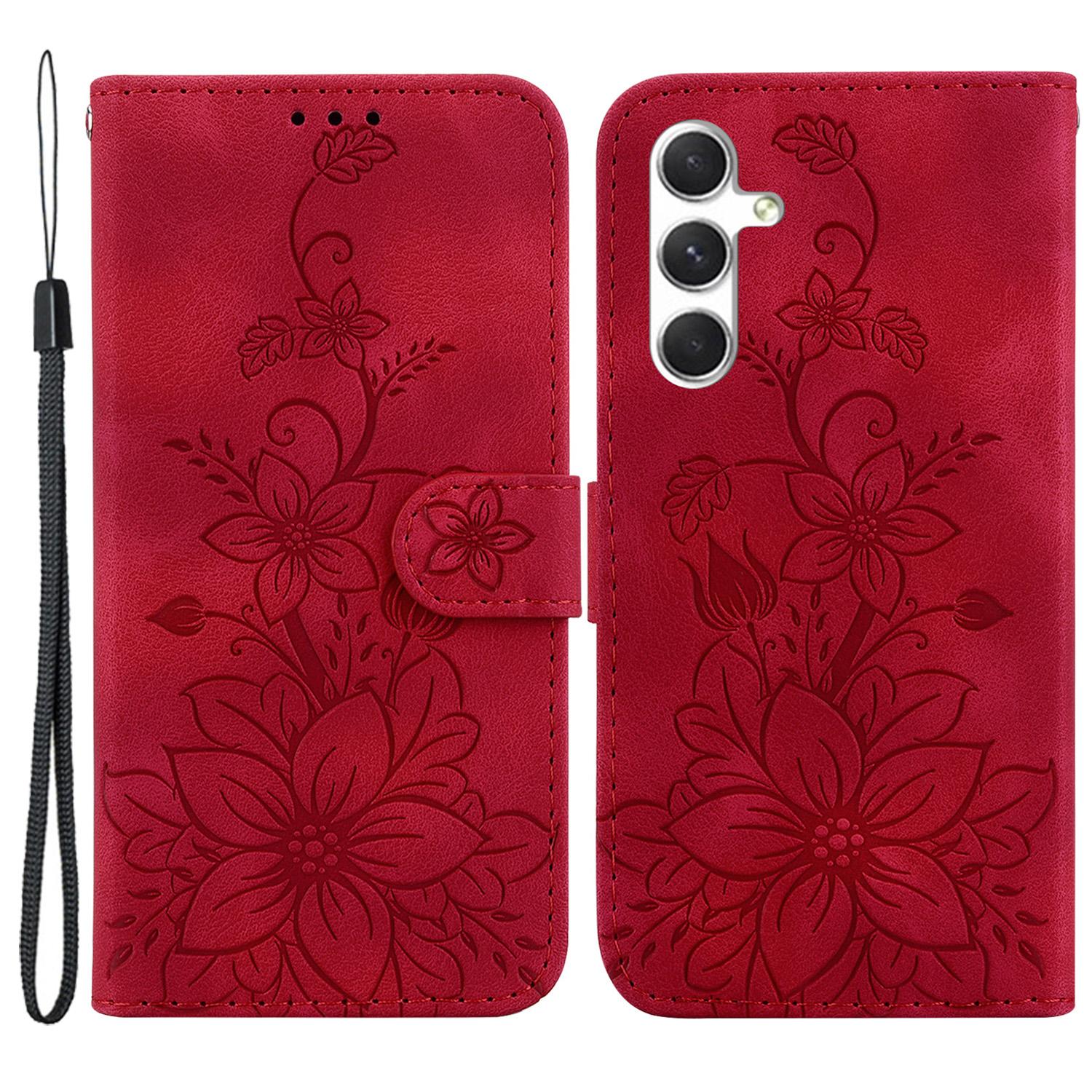 

Чохол для Samsung Galaxy S24 з квітковим тисненням, гаманець, чохол для телефону Red