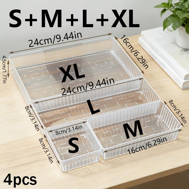 

12pcs/4pcs Cosmetic Storage Box, Drawer Insert Organizer Desktop Divider Organizer, For Beauty Storage Office Stationery Storage
