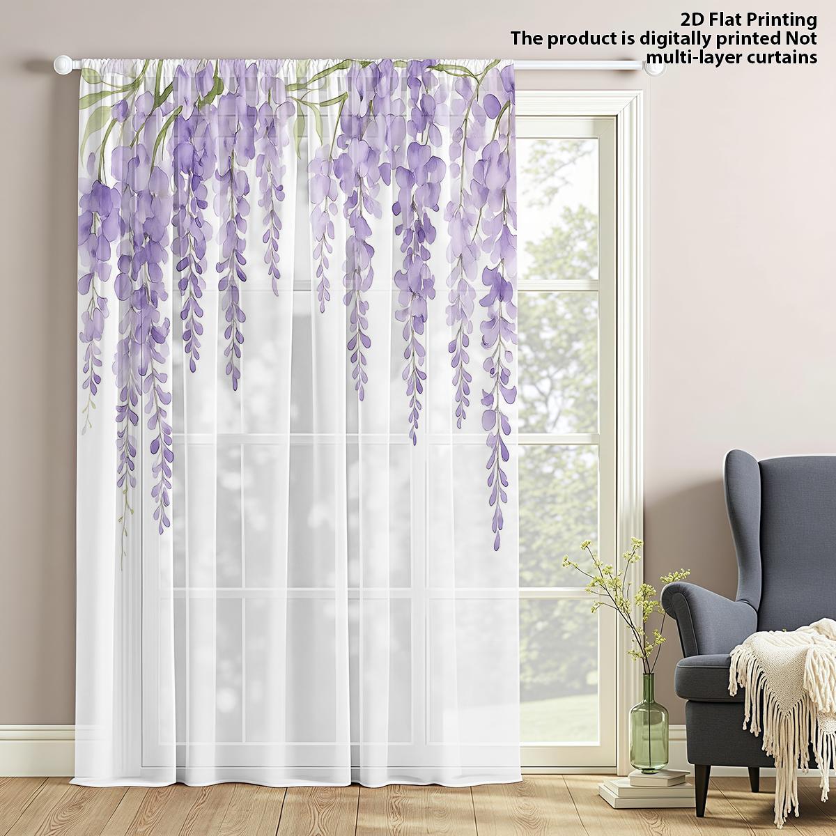 

Однотонная штора-драпировка цвета глицинии, оконная штора, мягкий туман, светло-лиловый стиль, французская романтическая атмосфера, спокойная, декоративная, изготовлена из полиэстера, моющаяся W100*H70(CM)-Rod Pocket&2PCS