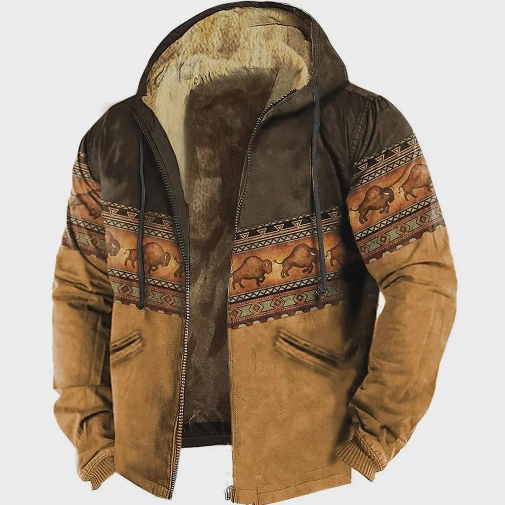 2026 Autumn/Winter Retro Arctic Velvet Hooded Men's Sweatshirt
