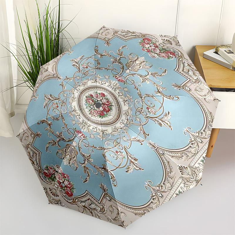 1PC Victorian Floral Umbrella-8-Rib Reinforced, Automatic Open, Lightweight & Durable, Fashion Accessory for Outdoor, Beach L0335