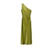 Autumn New Women clothes Holiday Style Asymmetric Collar Silk Satin Texture Long Dress 2157241 8372074