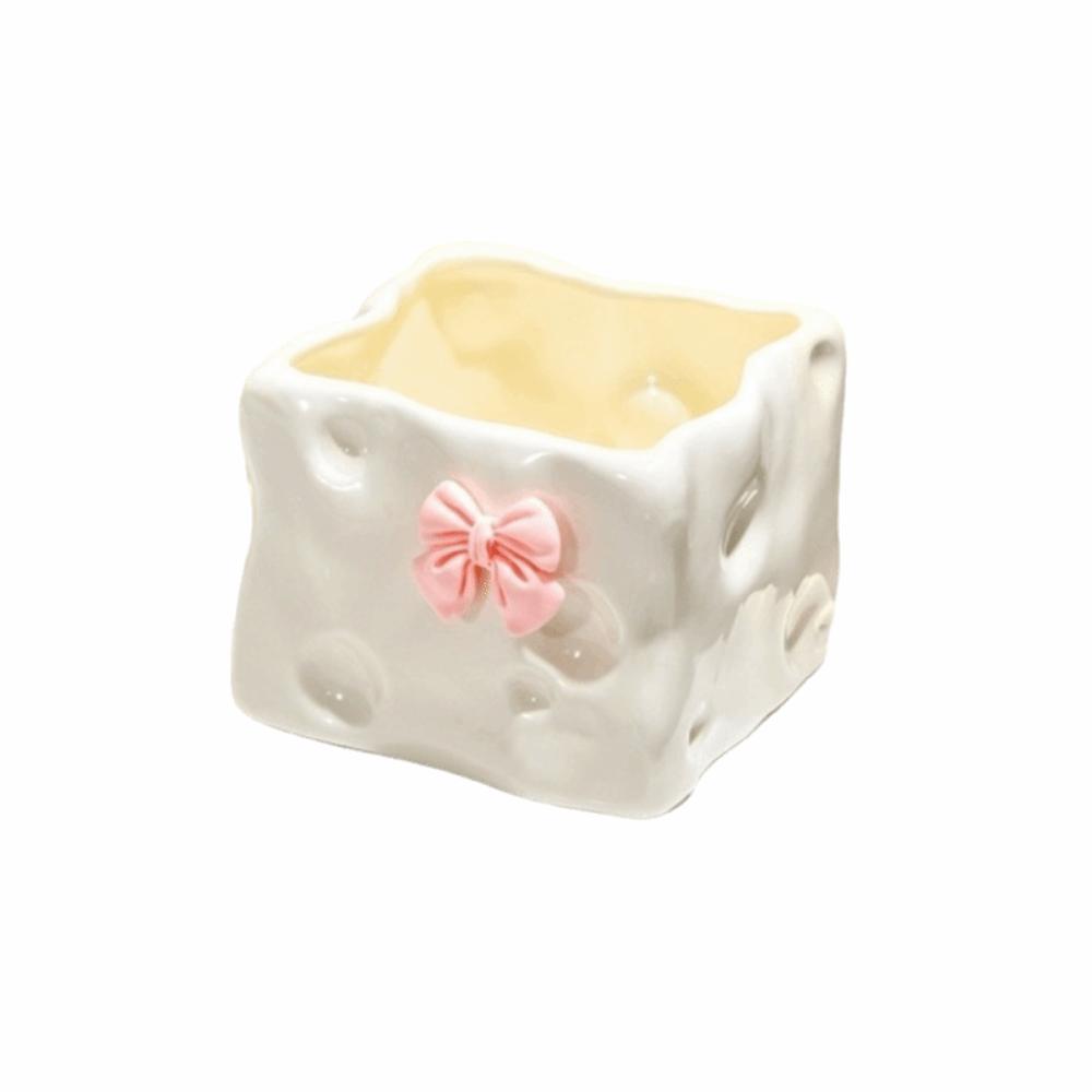 Bow Toilet Storage Box Square Makeup Holder Ornament Desk Organizer Bathroom White Bow