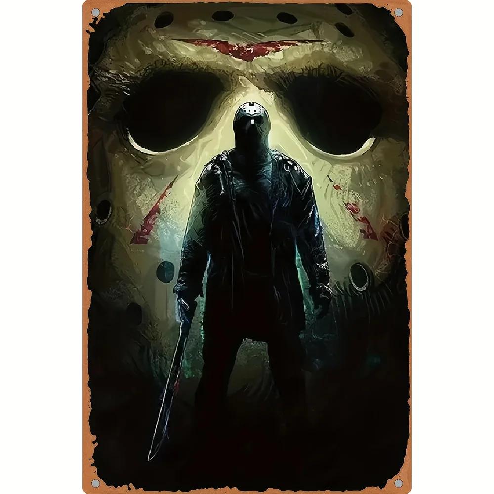 Retro Halloween Metal Sign Horror Movie Theme Shabby Iron Painting Tin Signs Wall Art Man Cave Film Theater Club Home Decoration
