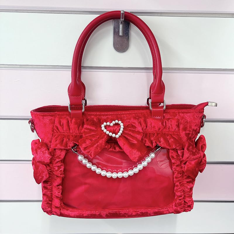 Pearl Ribbon Velvet Ita Red [Best Wish] Bag, [Used]