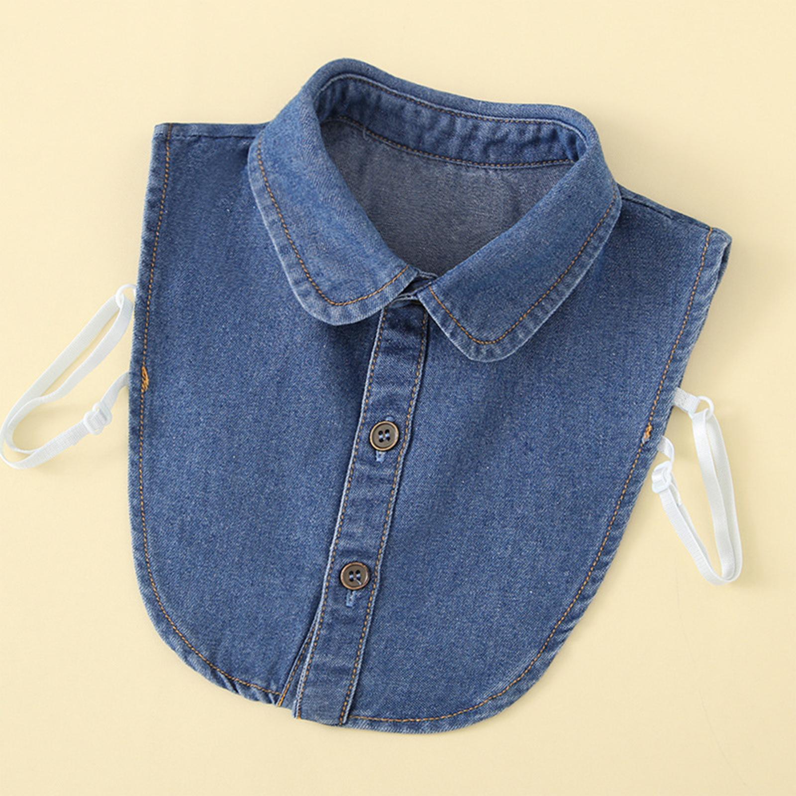

Children s Versatile Cotton Washed Denim Shirt With Fake Collar, Men s And Women s Baby Sweaters, Hoodies, Decorative Fake Collar One Size синій