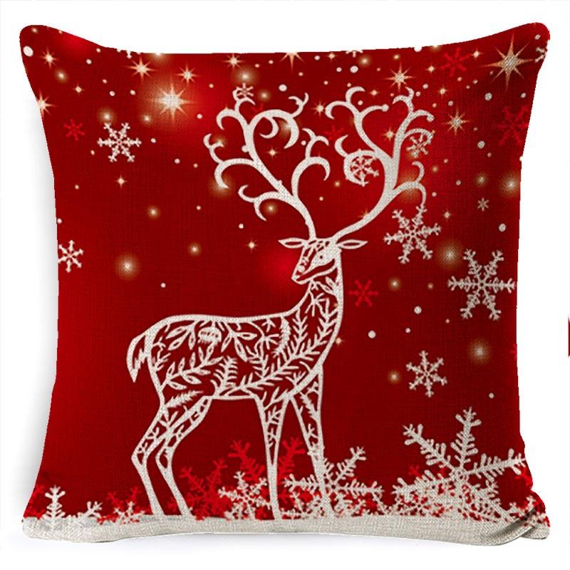 Pillow Cushion Cover Linen Santa Claus Pillow Cover Linen Material