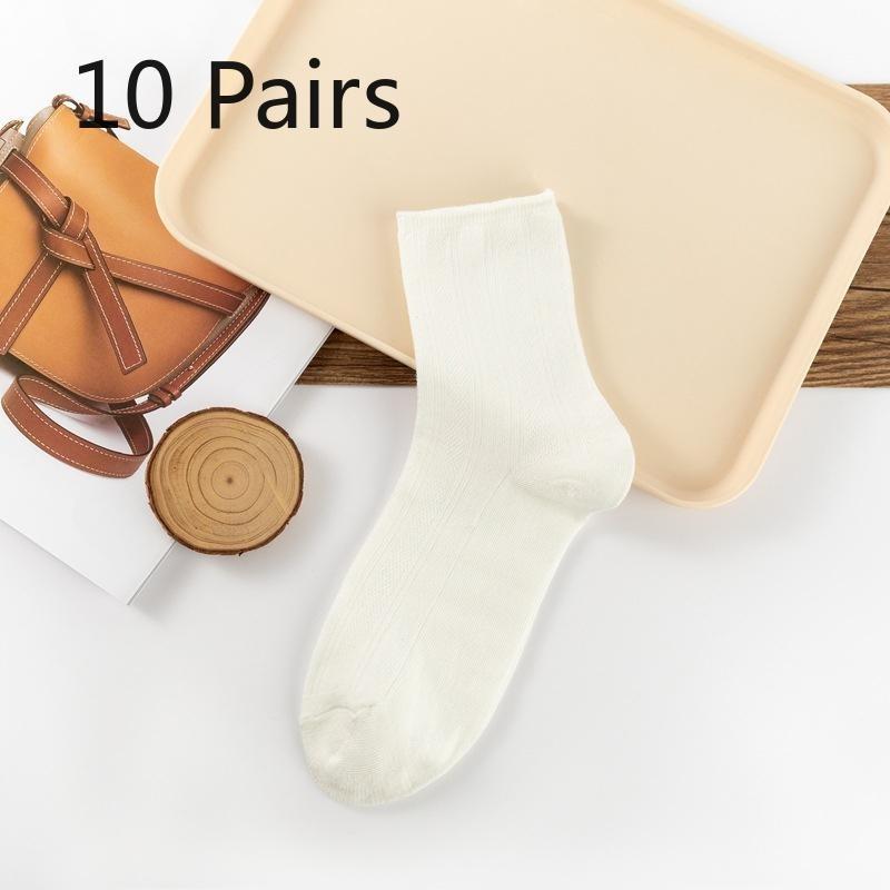 

10 пар простых и элегантных закатанных длинных носков, художественные и ретро носки-гольфы, сетчатые женские до середины икры, лолита 10 pairs белый