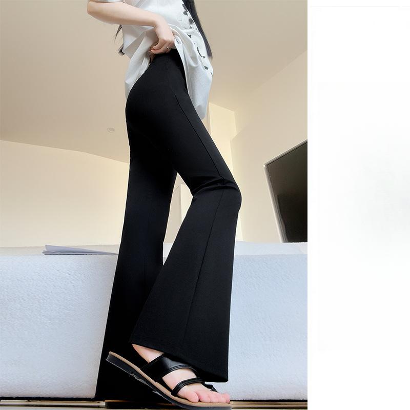 Black Micro-flared Pants Womens Spring and Autumn Updated High-waisted Slim-fitting Sweatpants Small Leisure Pants S