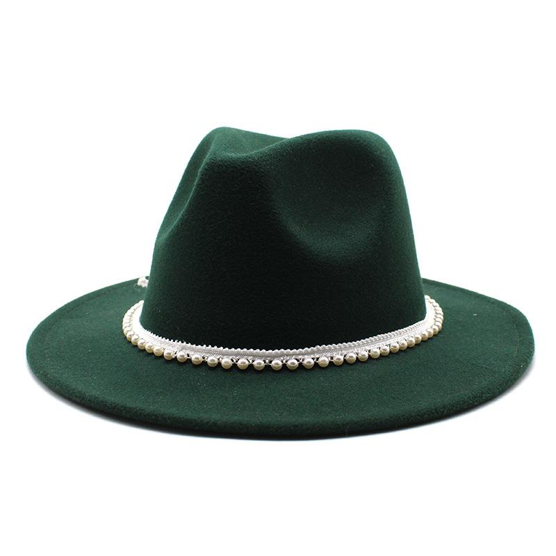 Autumn And Winter New Ribbon Hepburn Style Broad Brimmed Hat Fashion Flat Brim Top Hat Men And Women Woolen Fedora Hat