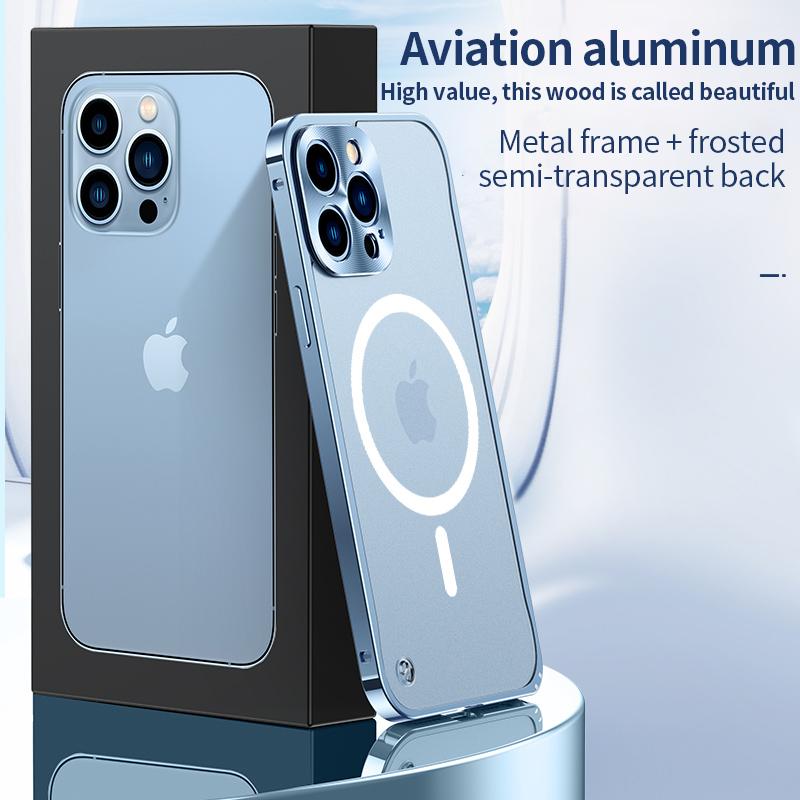 Luxury High -End Metal Magnetic Phone Case For Iphone 14 13 12 11 Pro Max Magsafe Wireless Charging Aluminium Magnet Cover Funda