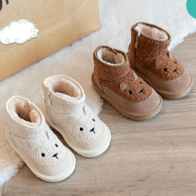 Winter Fashion Cartoon Cute Snow Boots for Boys and Girls Plus Velvet Warm Large Cotton Shoes Bread Shoes