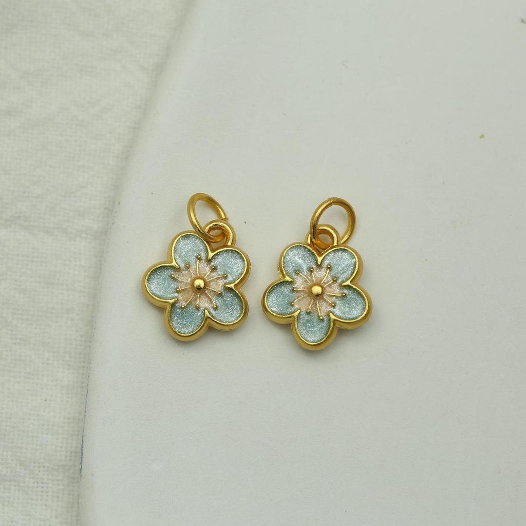 Collana con Ciondolo Fiore di Pesco Placcato Oro a Goccia d'Olio - Accessorio Gioiello DIY da Donna