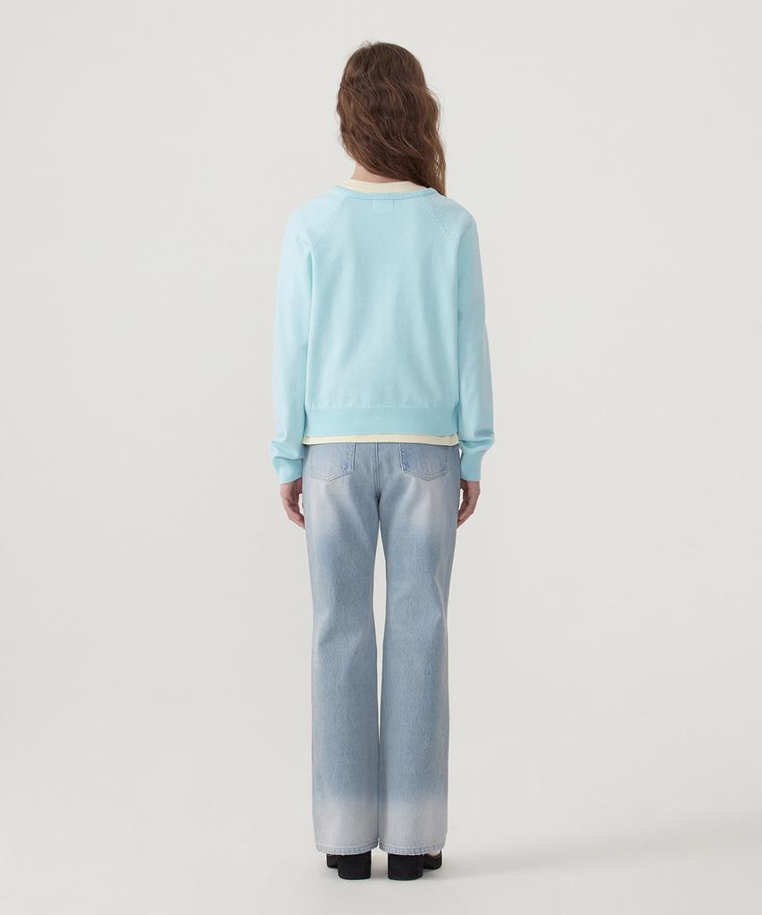 COVERNAT WOMAN Shirred V-Neck Knit Sky Blue