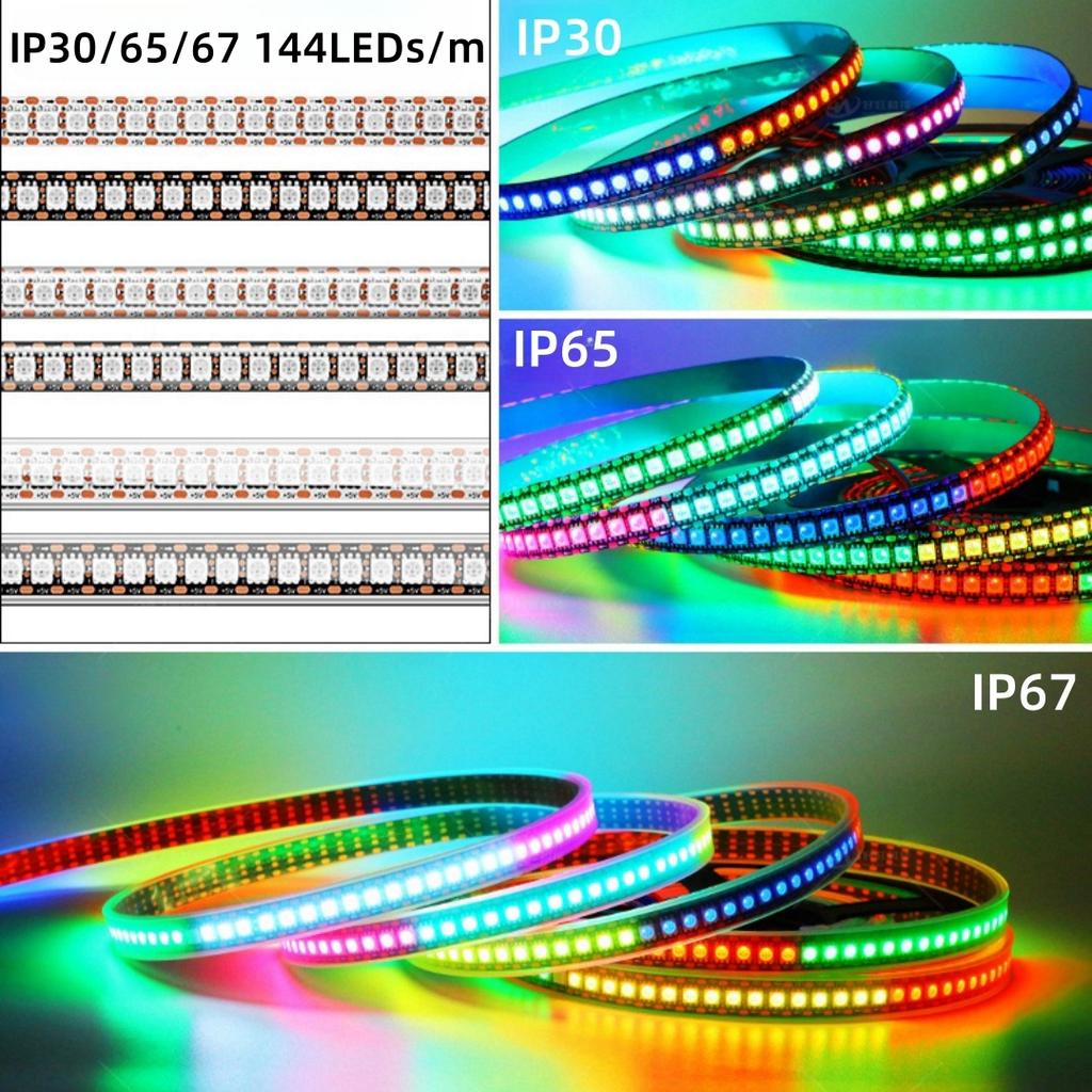 DC5V WS2813 (WS2812B Updated) Smart RGB LED Strip Individuaily Addressable Light Tape 30/60/144leds Black/White PCB IP30/65/67