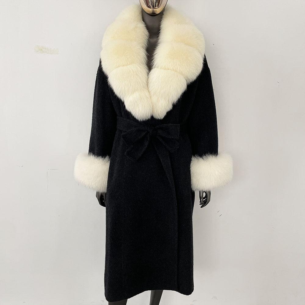 OFTBUY Wool Coat Women 2024 Autumn Winter Real Fox Fur Jacket Female Long Warm Natural Fox Fur Collar Fur Cuffs Coat Woolen Coat