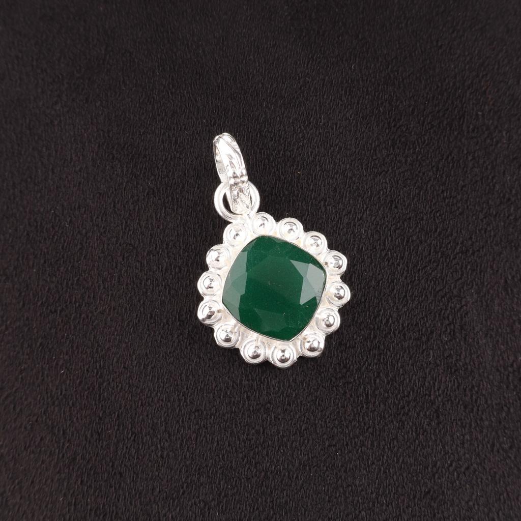 Natural Green Onyx Sterling Silver Birthday Engagement Anniversary Gift Pendant PP-34-16