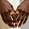 YueShi French Retro Zircon Ring - Elegant Wide Design Jewelry.