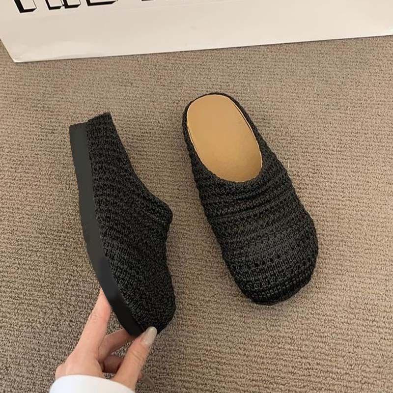 

Новые французские тапочки-полупаки для улицы, дезодорирующие, тканые, дышащие, с мягкой подошвой, износостойкие, нескользящие, новые китайские туфли из сетчатой ткани, женские 40 чёрный