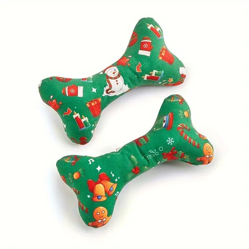 2 Christmas Dog Chew Toys - Festive Teeth Toys Designed with Santa Claus, Reindeer, and Christmas Tree Motifs - Healthy Teeth