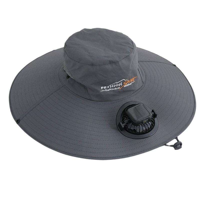 Adjustable Solar Charged Ventilation Cap With Large Brims Rechargeable Solar Fan Hat For Hiking Fishing Gardening