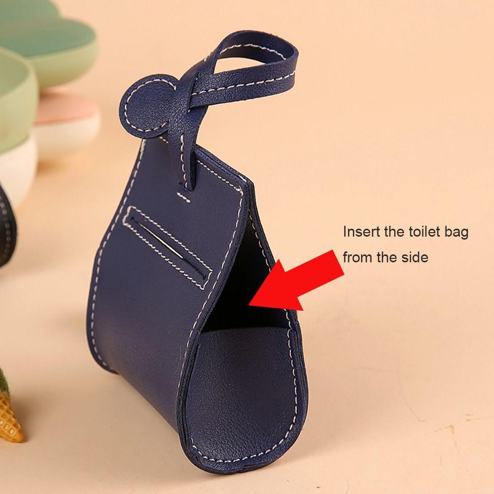 PU Leather Dog Poop Bag Dispenser Hangable Portable Dog Waste Bag Cover Solid Color Puppy Garbage Bags Holder