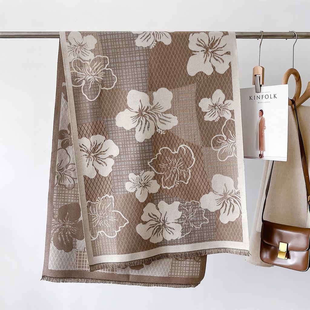 Plaid Floral Scarf Cashmere Winter Shawls and Wraps Women Thick Warm Bufanda Mujer Poncho Stoles Pashmina