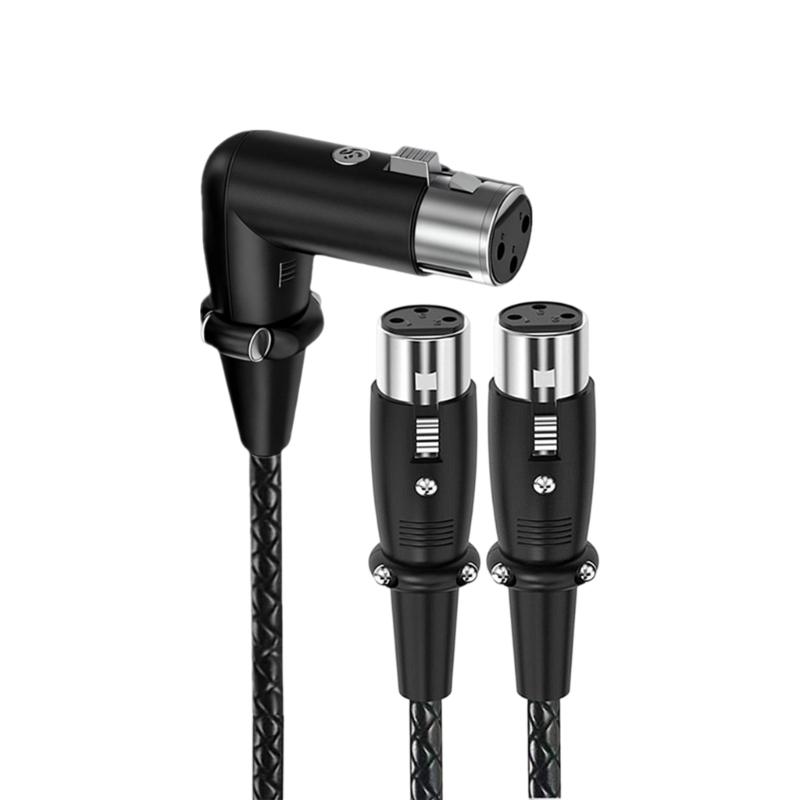 3Pin Splitter Cable 1 3Pin Female to 2 Female Y Cable Balanced Microphone Splitter Cord Sound Adapter 90 Degree