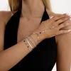 Creative Colorful Crystal Connected Finger Bracelet, Ins Flower Metal Chain Hand Jewelry For Women