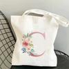 Canvas Bag Women's Travel and Leisure One Shoulder Handbag Pink Letter Large Capacity Gift White Canvas
