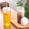 720ml New Corrugated Glass Cup With Lid and Straw Transparent Glasses Mug Iced Coffee Cup For Juice Milk Tea Water Cup Drinkware