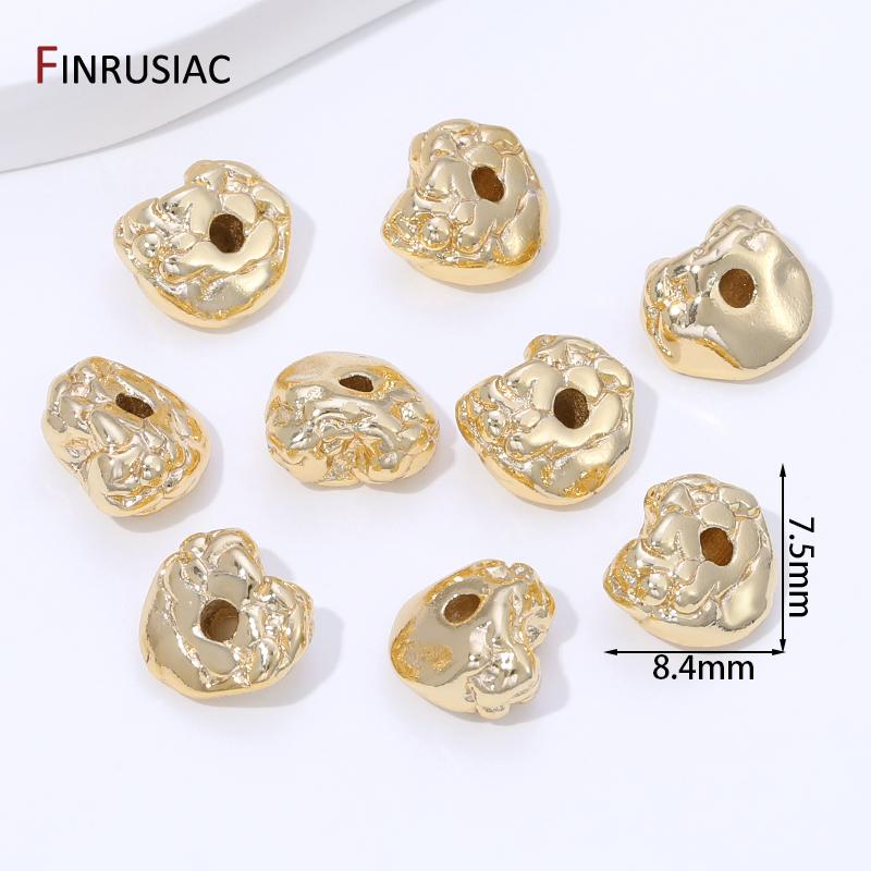 

14K Gold Plated Brass Irregular Retro Baroque Spacer Beads,Separator Beads for DIY Bracelet Necklace Jewelry Making Supplies 5 pieces
