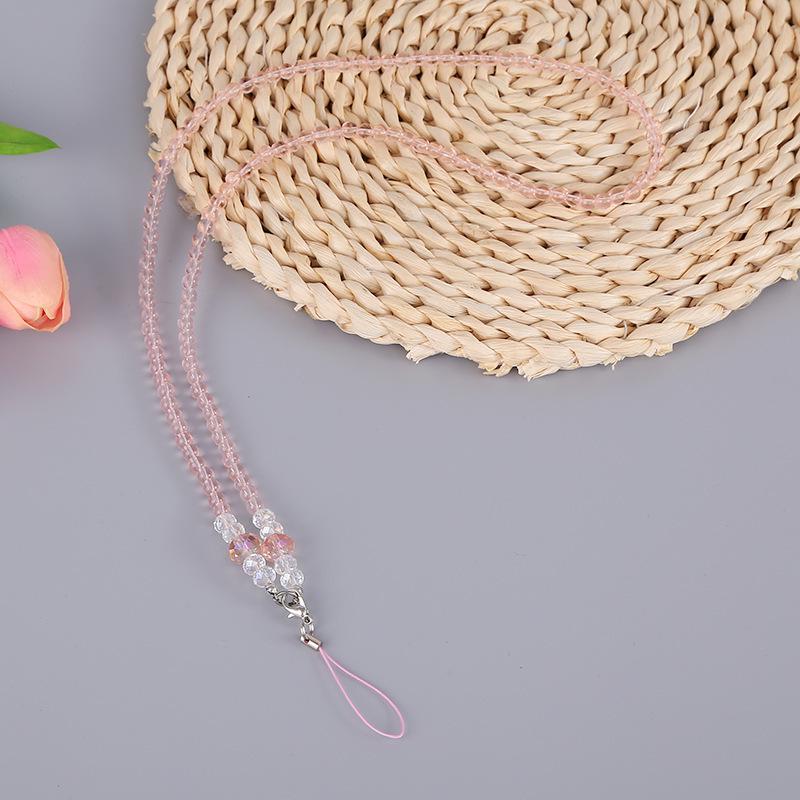 Handmade Crystal Bead Nylon Phone Neck Lanyard - Transparent, Long, Couples' Design