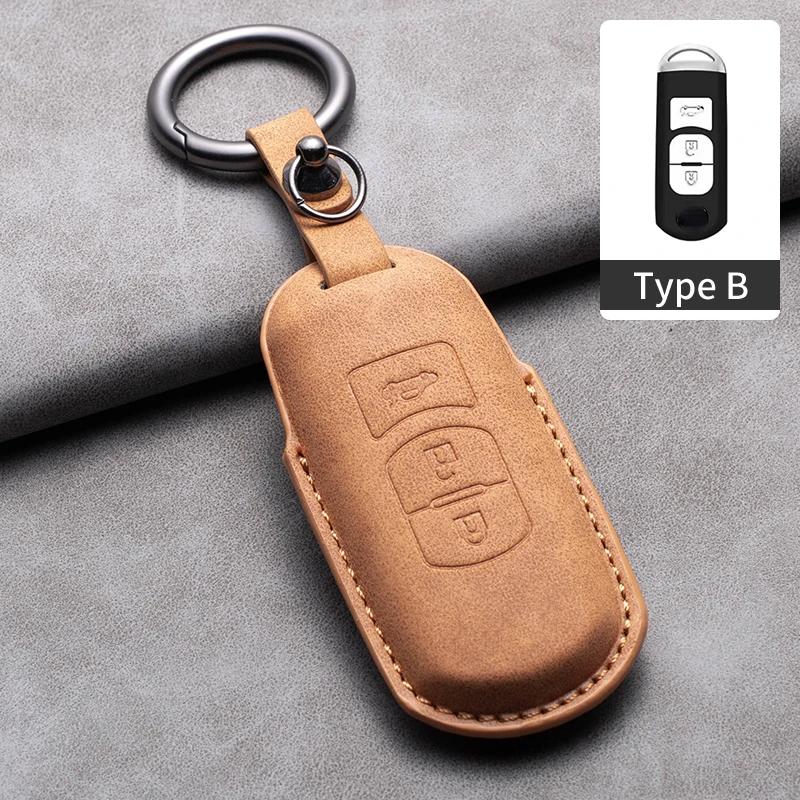 2/3 Buttons Leather Car Key Case Cover for Mazda 2 3 5 6 GH GJ Axela Atenza CX-5 CX5 CX-3 CX-7 CX8 CX-9 2016 2017 2018 CX 2020