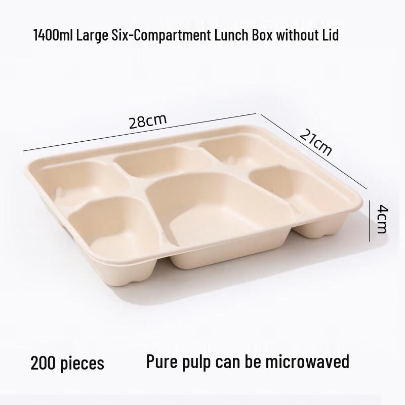 

MOLUONA 1400ml 6-Compartment Disposable Pulp Meal Prep Containers