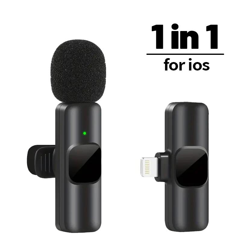 For iPhone Android Laptop Wireless Lavalier Microphone Audio Video Recording Mini Mic Live Gaming Mobile Phone Microphone