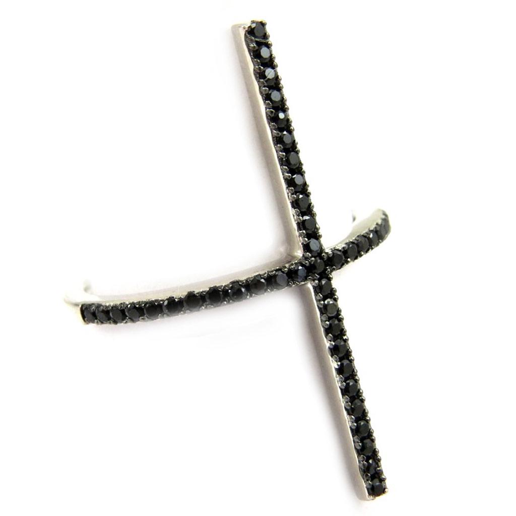 Inel negru de argint „Sissi” (cruce)