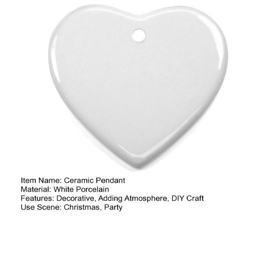 1 Set Seramik Kolye Süblimasyon Baskılı Yıkanabilir Aşınmaya Dayanıklı Dekoratif Beyaz Porselen Süblimasyon Boşluğu Seramik Süs Eşyası Noel İçin