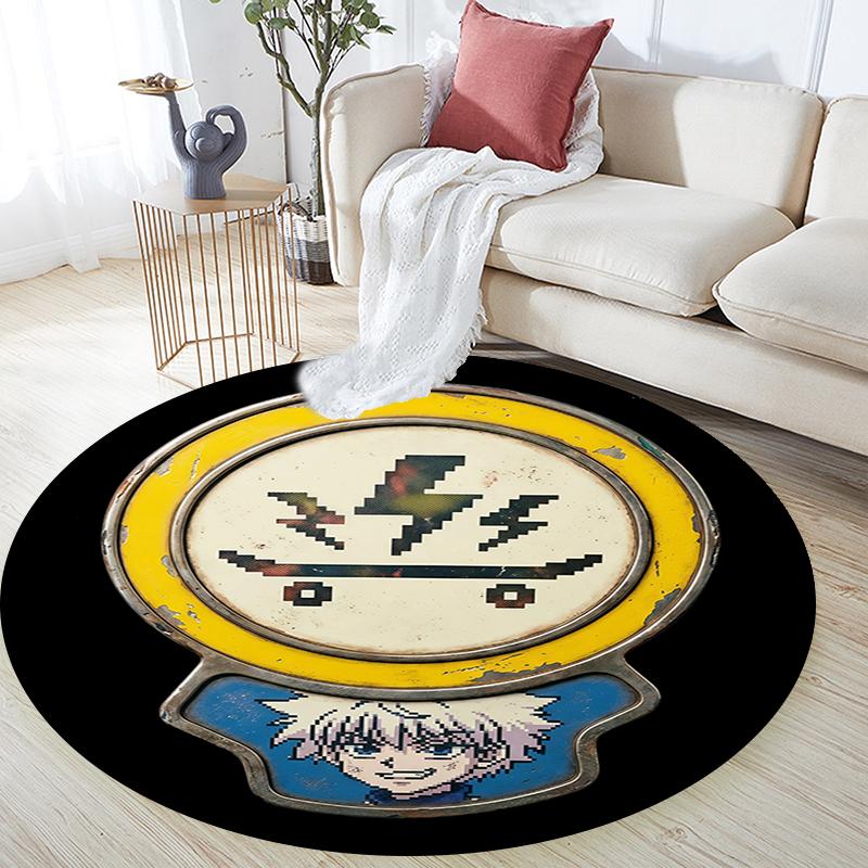 Killua Zoldyck pattern round rug,Carpet Rug for Living Room Bedroom Playroom ,Non-slip Floor Mat,Holiday Gifts and Birthday Gifts.