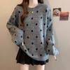 Khaki Polka Dot Pullover Sweater for Women New Autumn and Winter Thickened Loose Casual Lazy Style Sweater