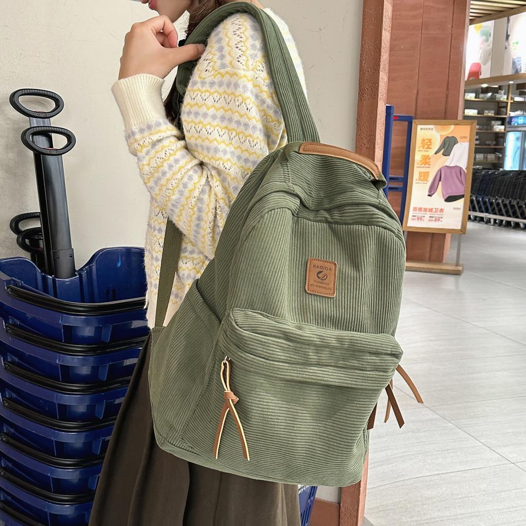 Schoolbag Retro Korean Version Ins Niche Schoolbag for Female Middle School Students Large Capacity Simple Solid Color Backpack Junior High School 