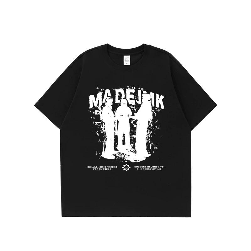 American style phantom figure printed street loose trendy brand pure cotton short sleeved t-shirt printed casual men's and women's round neck top