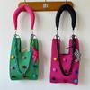 Korean Cute Colorful Pompom Knitted Handbag - Women's Versatile Large Capacity Tote & Wristlet