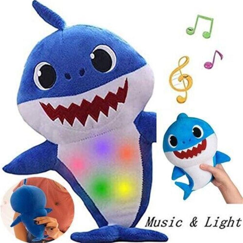 Shark Sing and Light Cartoon Baby Shark Stuffed Toys Kids Plush Toys Xmas Gifts for Children Kids