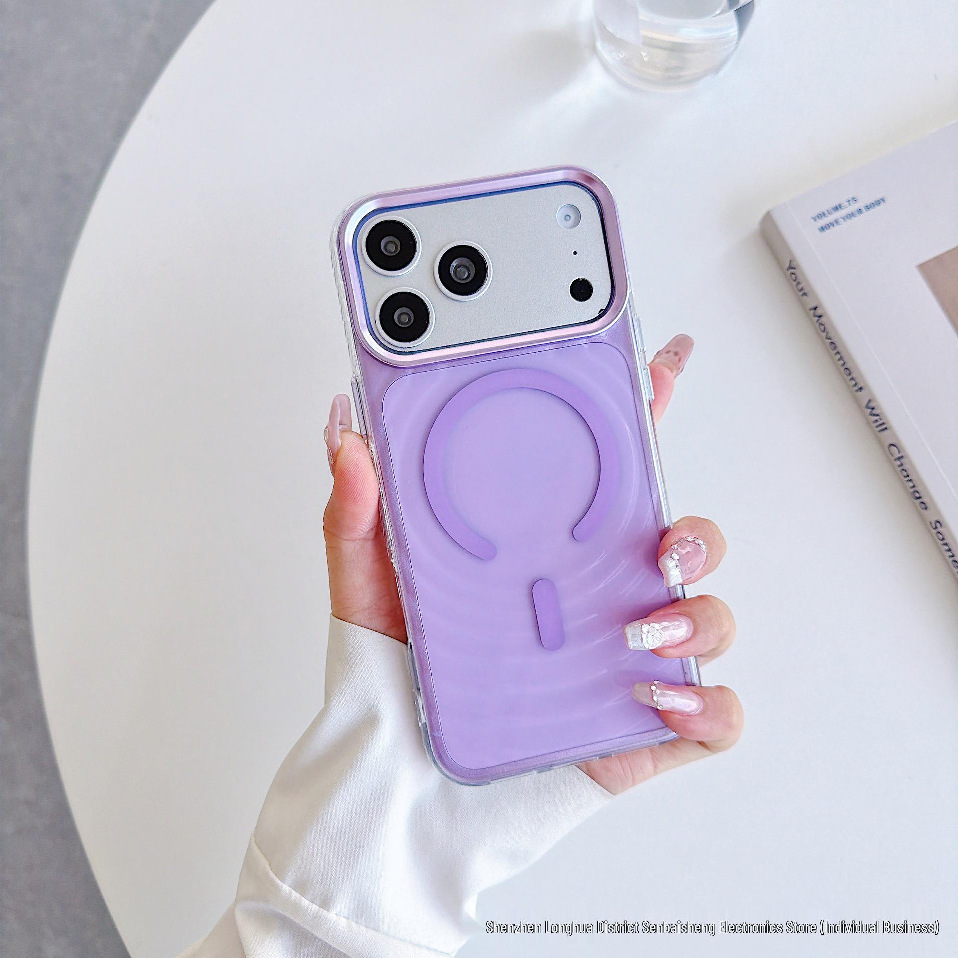 

New Wave Pattern Magnetic Drop-Proof Case for iPhone 17 Pro Max with Clear Apple Design 14