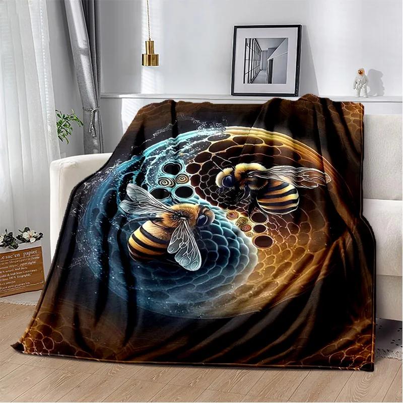 Cute Bee HoneyBee Insect Cartoon 3D Blanket,Soft Throw Blanket for Home Bedroom Bed Sofa Picnic Travel Office Cover Blanket Kids