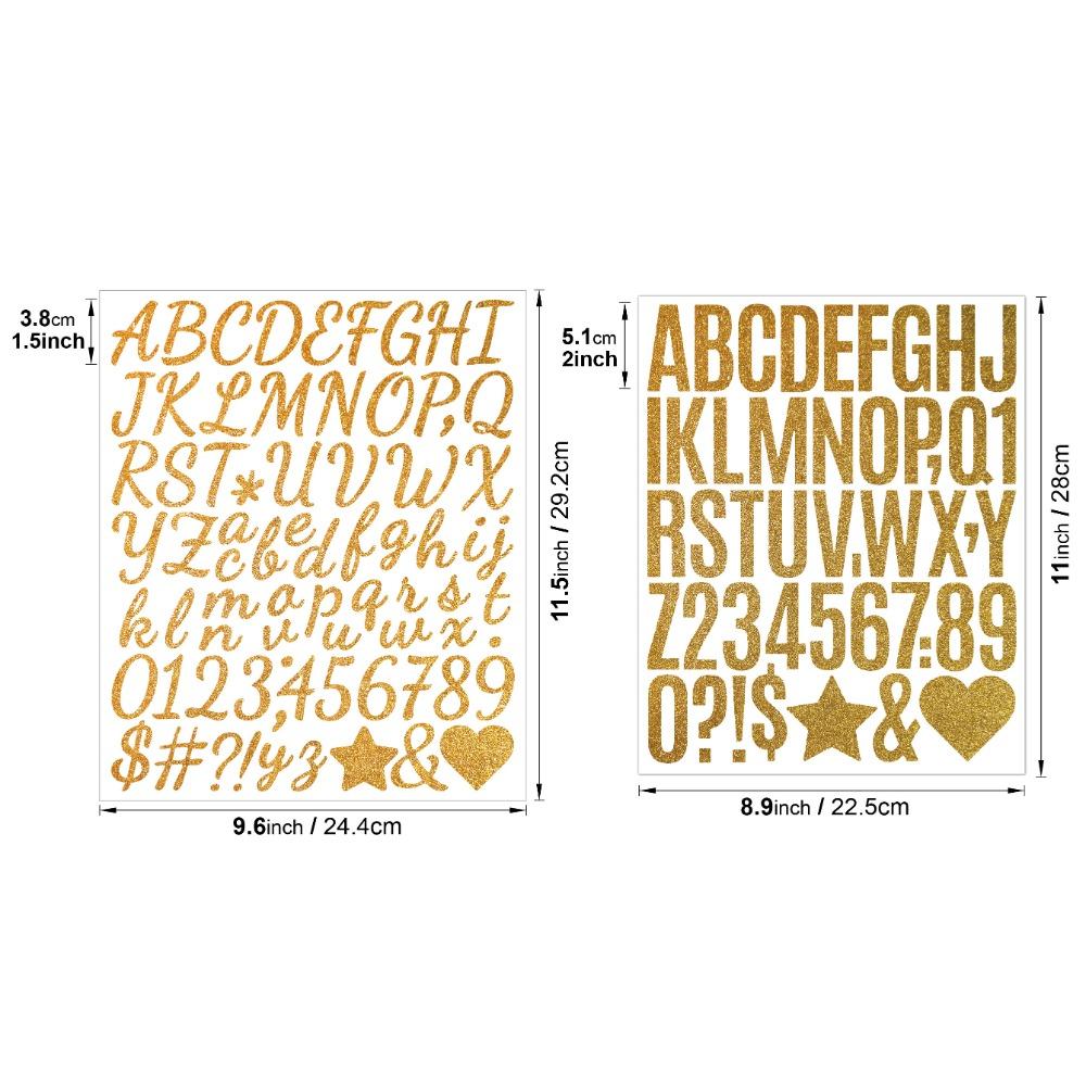 5 Sheets 2/1.5 Inch Alphabet Big Letter Stickers Shiny Silver Letter Number Sticker  Scrapbook
