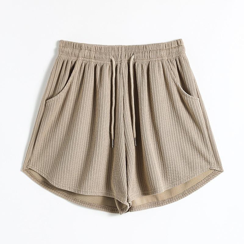 Letnie Cienkie Szorty Fitness do Biegania Damskie Luźne Casualowe Duży Rozmiar Szerokie Nogawki Spodnie z Wysokim Stanem w Linię A Sportowe Szorty Hot Pants